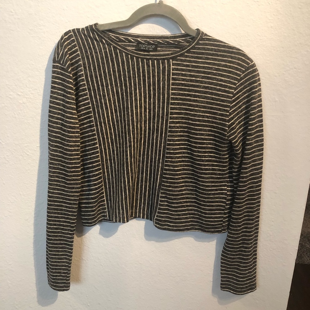 Top Shop gray/cream Crop Top size 6 medium